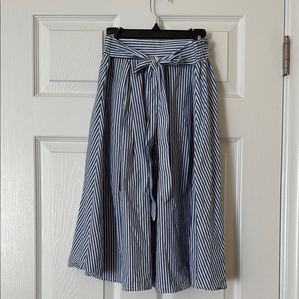 See You Monday Blue and White Striped Skirt